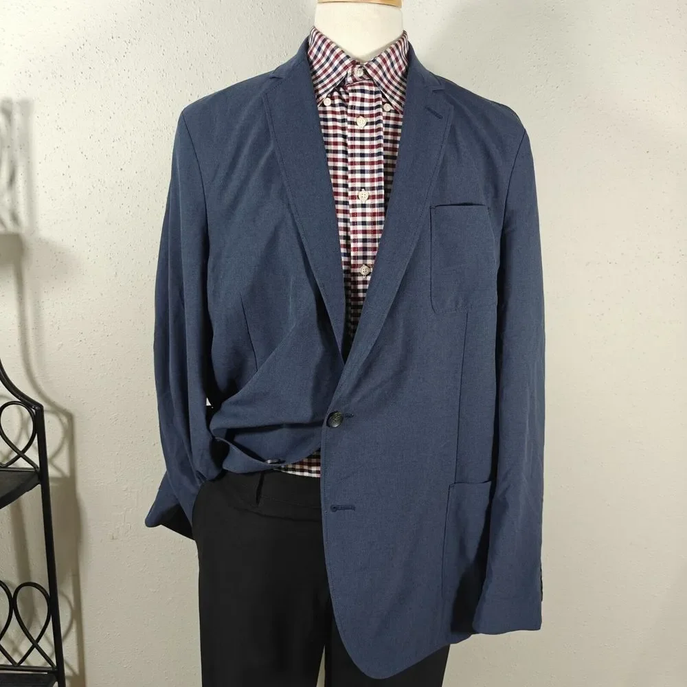 Haggar Men's‎ Sport Coat Blazer Two Button Unstructured Polyester Sz XL 48-50R